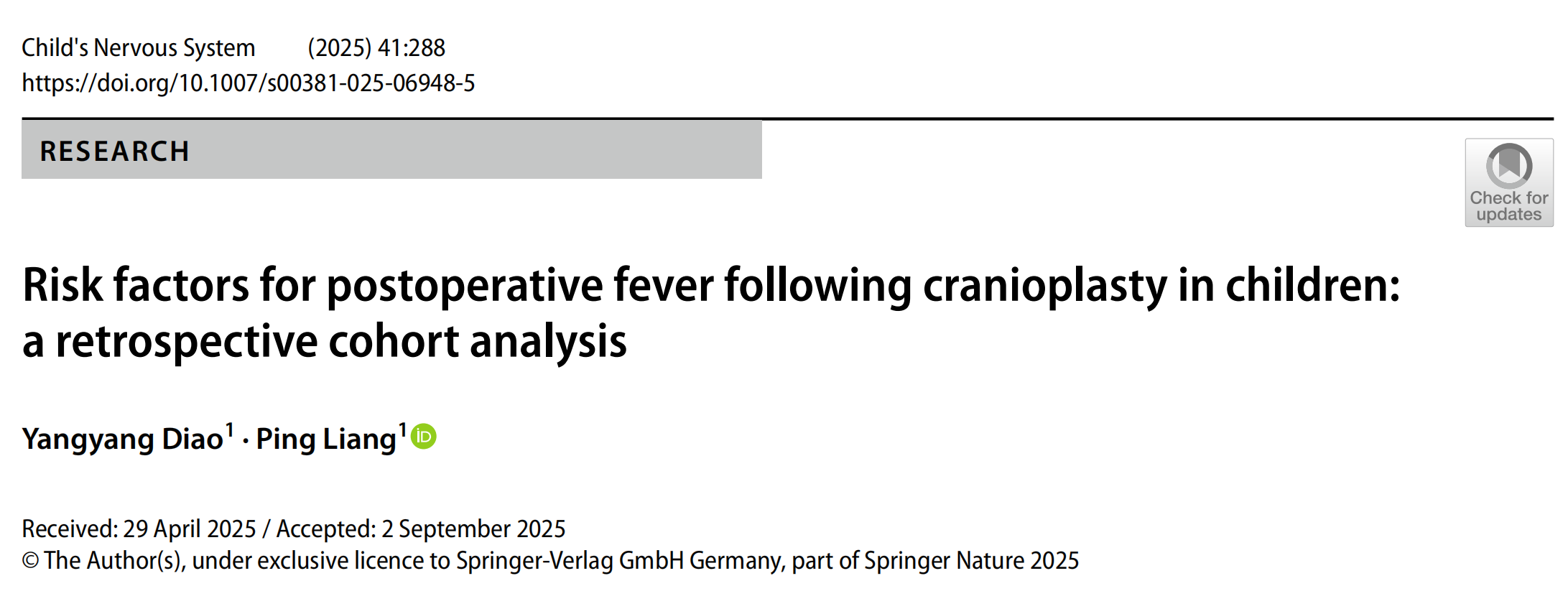 儿童颅骨修补后发热的风险因素与临床启示